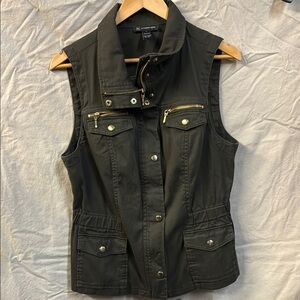 INC Green Utility Vest Cotton Blend